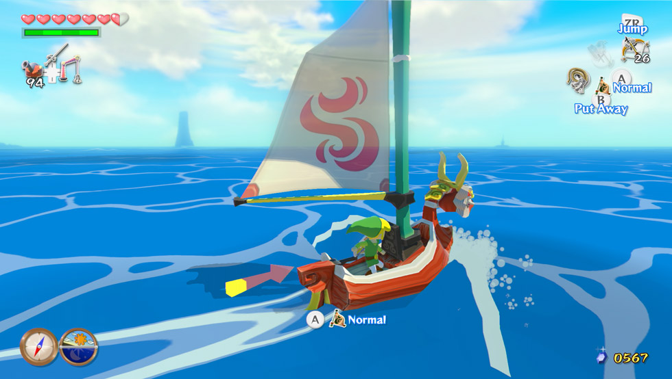 Navegando com a Swift Sail em The Wind Waker HD