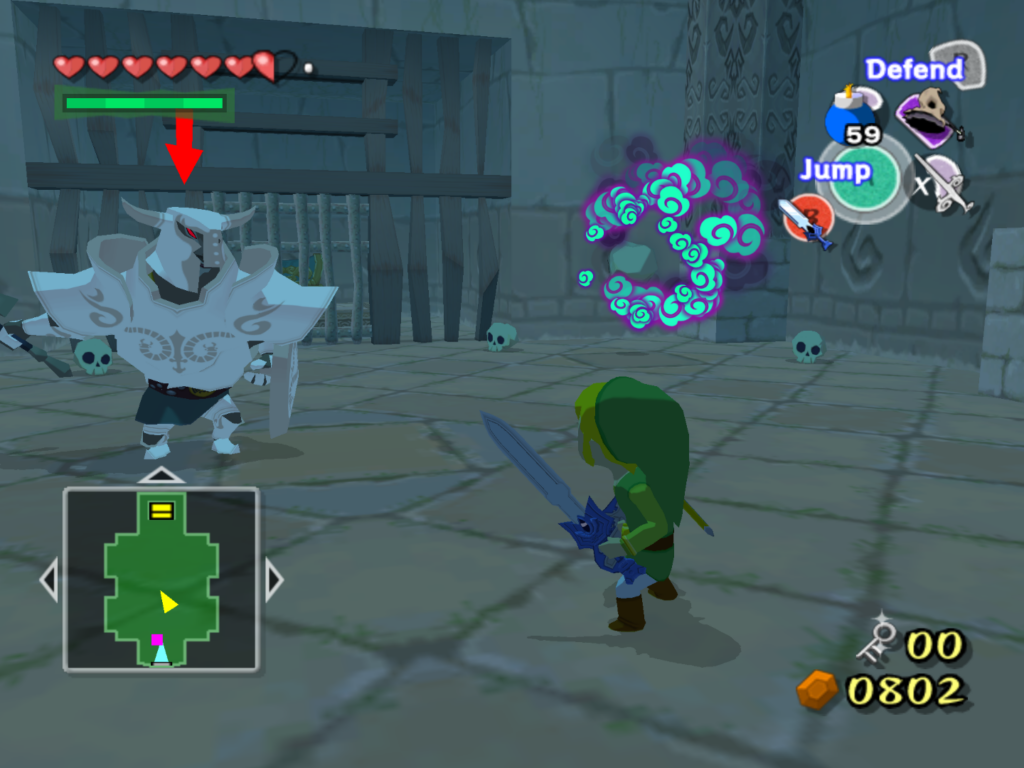 Link enfrenta um Darknut em The Wind Waker