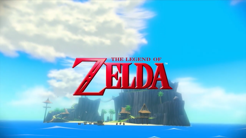 Outset Island com logo de The Legend of Zelda, em The Wind Waker HD (imagem não final, mostrada na E3 2013)